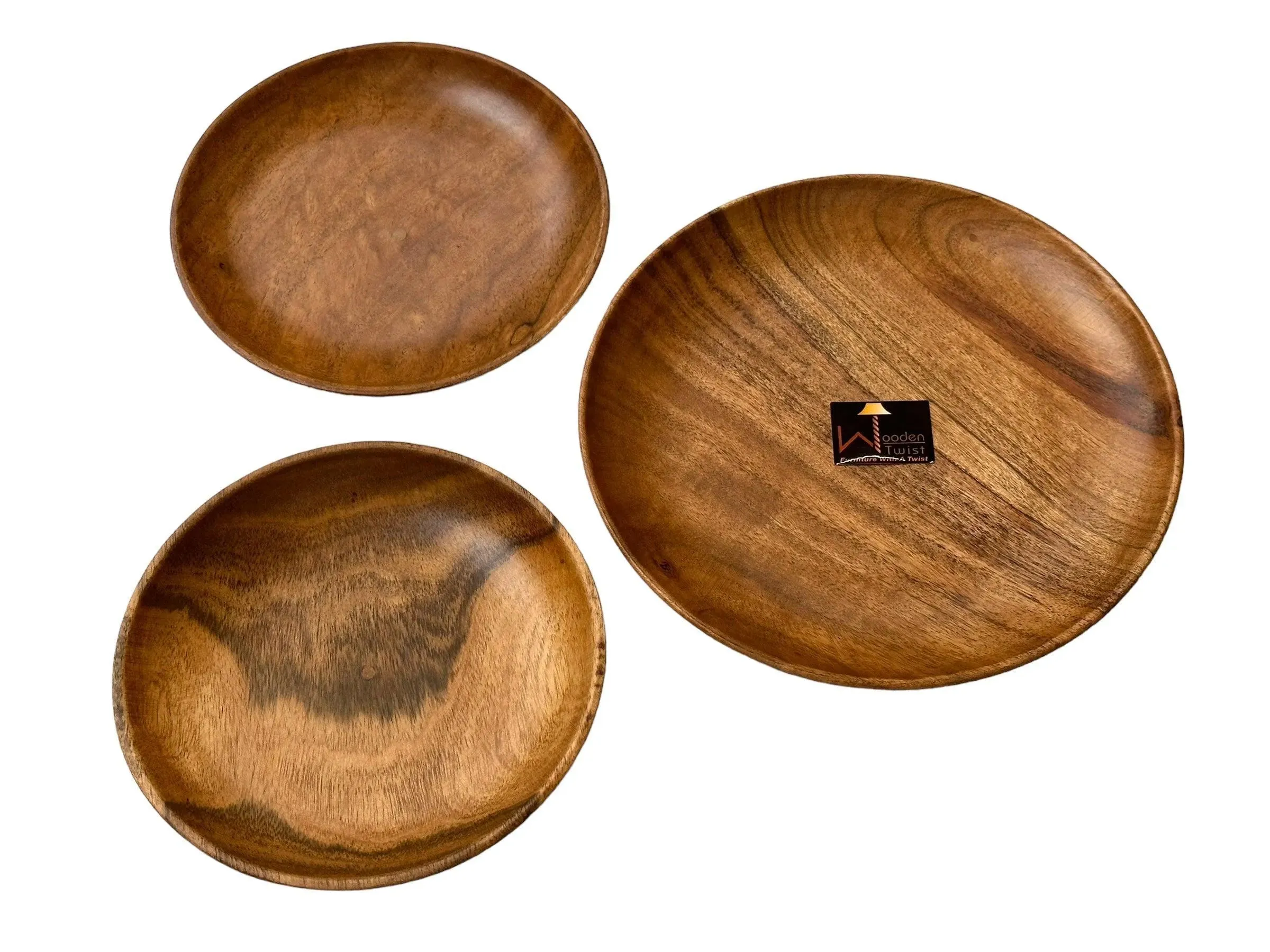 Wooden Round Exquisite Saucer (Set of 3)