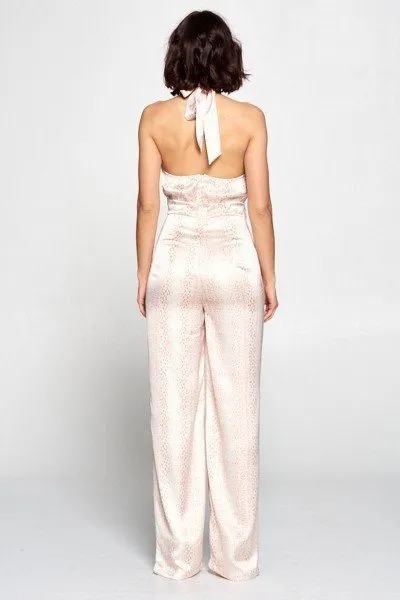 Wrap Front Halter Top Jumpsuit